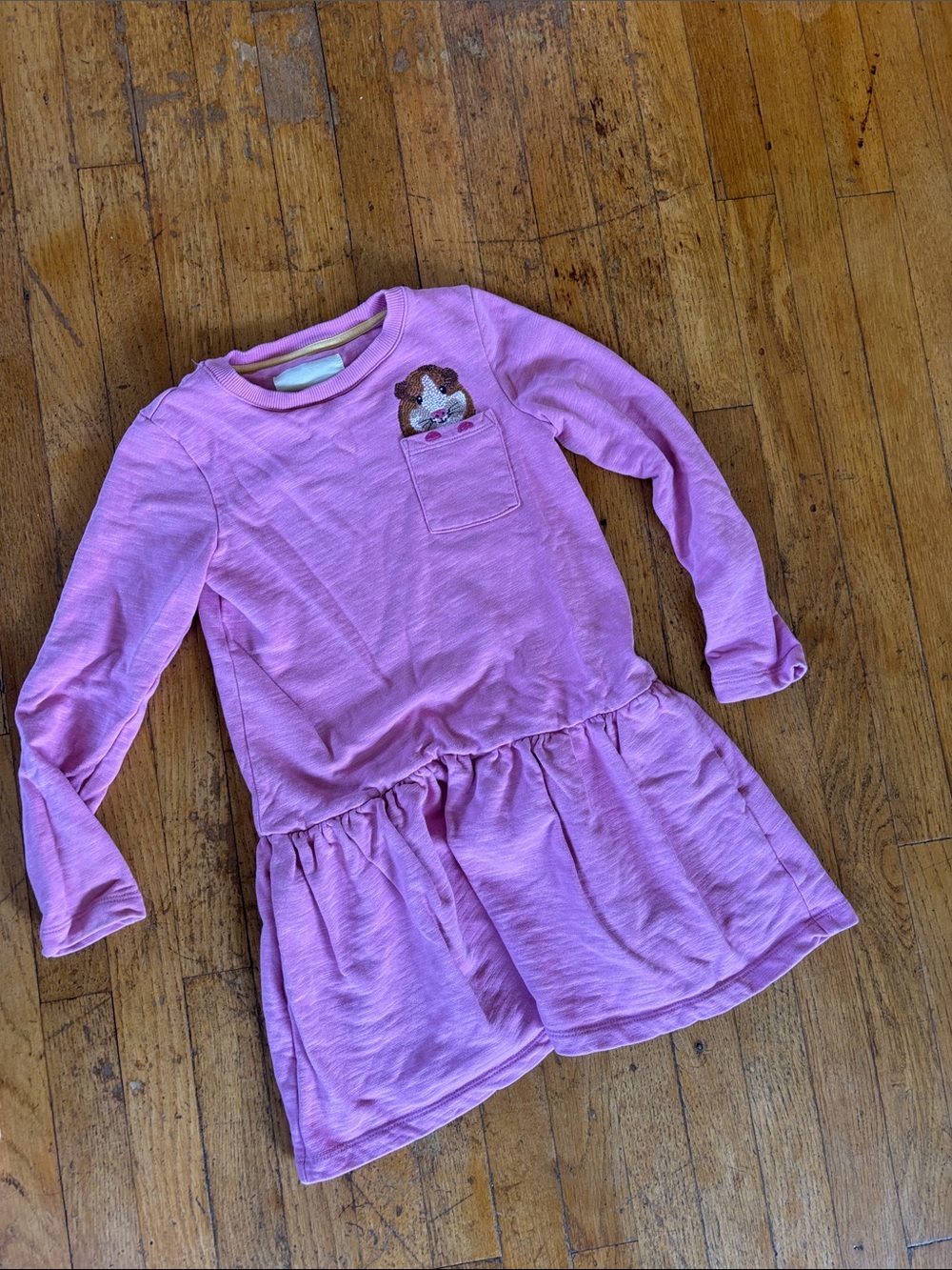 Mini Boden Pink Long Sleeve Knit Dress with Hamster Pocket